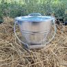 Seau à compost 5 L galvanisé avec couvercle + poignée en bois