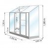 Serre de jardin MÉLISSA adossée 1,30 m² - en verre trempé - Aluminium naturel