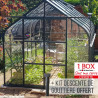 Serre de jardin en verre trempé ALOÉ 9,70 m² - Aluminium laqué vert