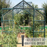 Serre de jardin en verre trempé ALOÉ 8,10 m² - Aluminium laqué vert