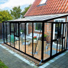 Jardin d'hiver adossé en verre trempé 3mm et polycarbonate Lams HELENA 8,85 m² - avec base - Noir