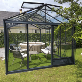 Serre de jardin en verre trempé LUXIA 18,70 m² - Aluminium naturel
