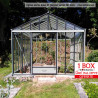 Serre de jardin en verre trempé LUXIA 9,60 m² - Aluminium naturel