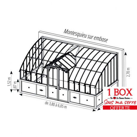 Serre adossée Lams MONTESQUIEU sur embase aluminium